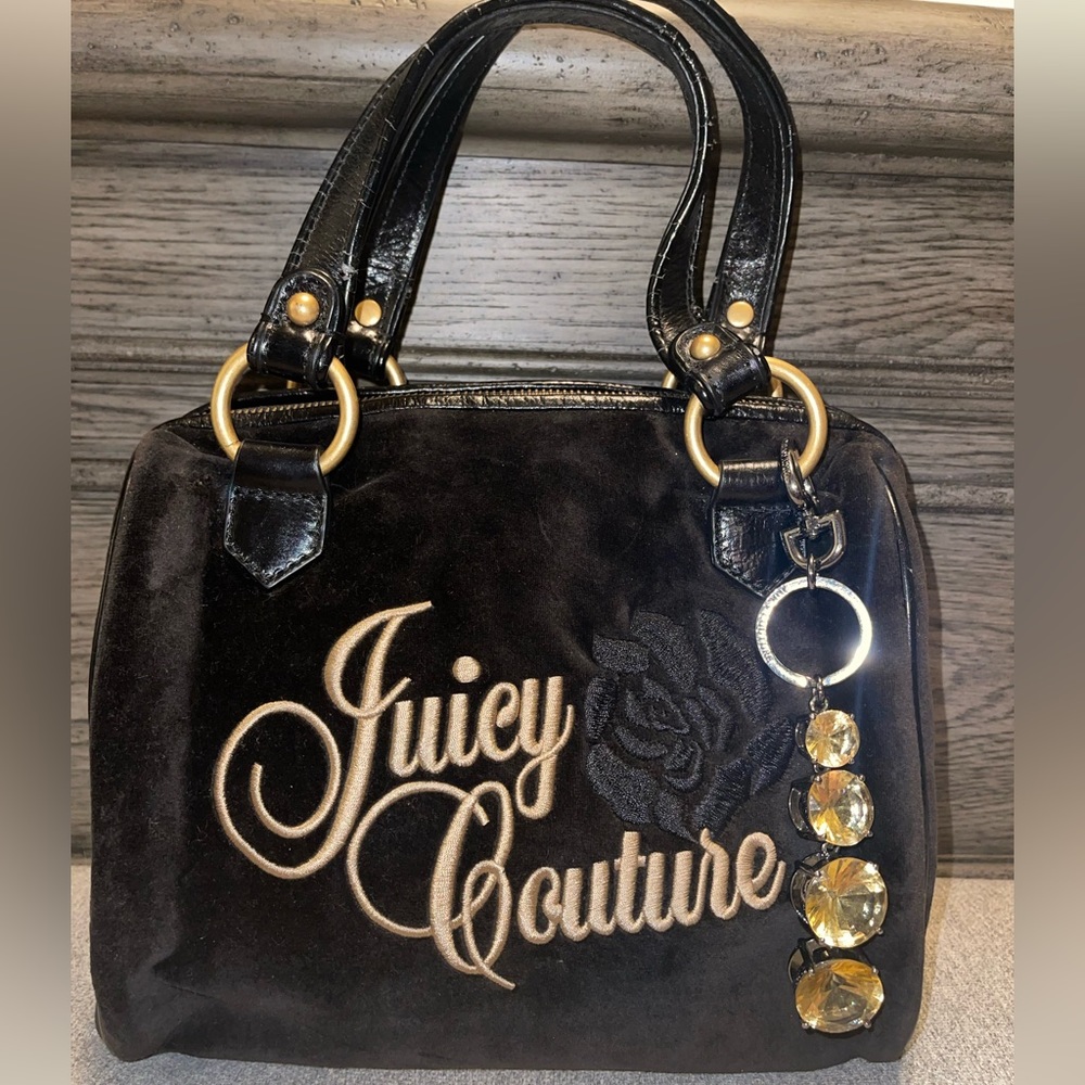 Vintage Black Juicy Couture Velour Purse! Y2K!